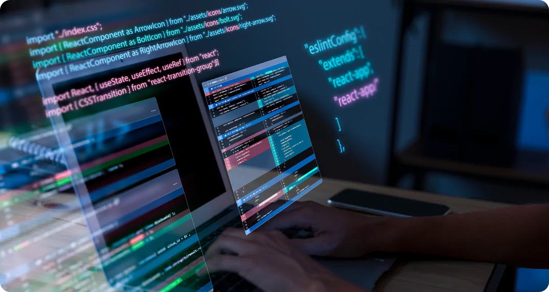 Modern web interface code visual